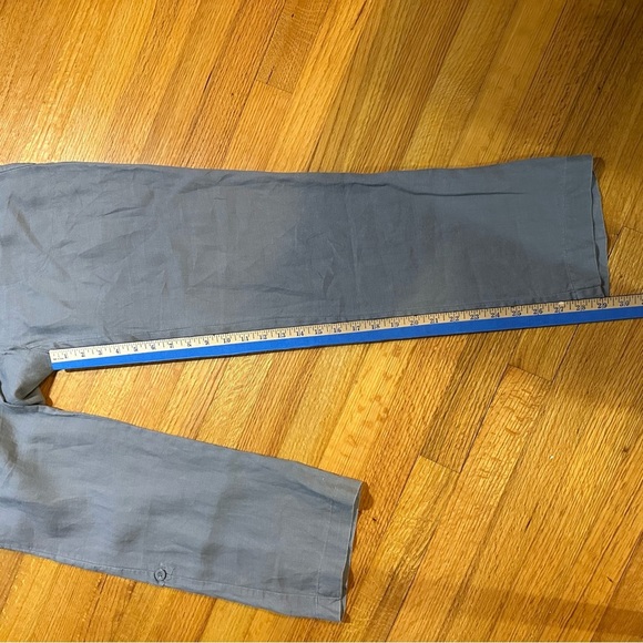 Cynthia Rowley Gray 100% linen Pants Women Straight Leg Slacks Pockets sz6 (b4 - Picture 4 of 8